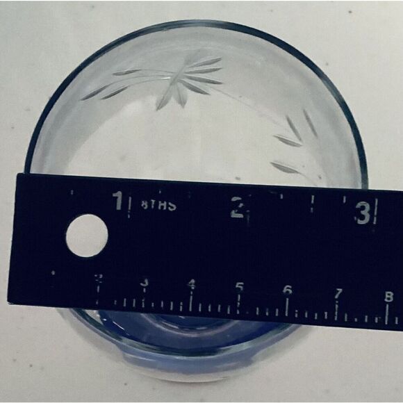 Weston/ Louie Glass - Beverage Glasses -Cobalt Blue Etched Leaves- Set of 3 - Picture 2 of 7